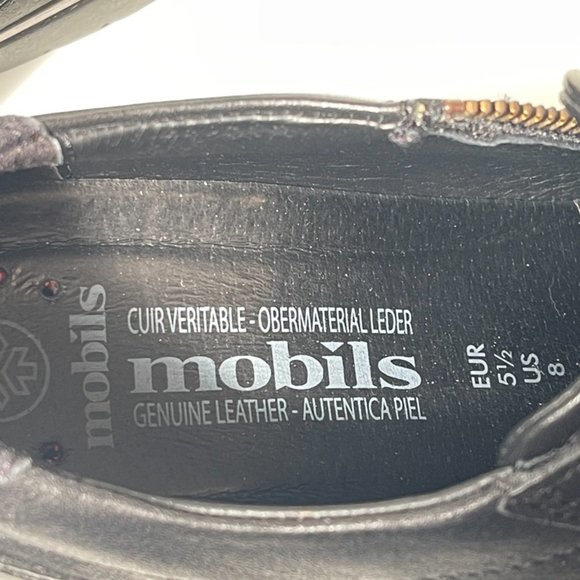 Mobils(branch of Mefisto) Comfortable Black Leather Lace-up Wedges with Zipper - Picture 7 of 16